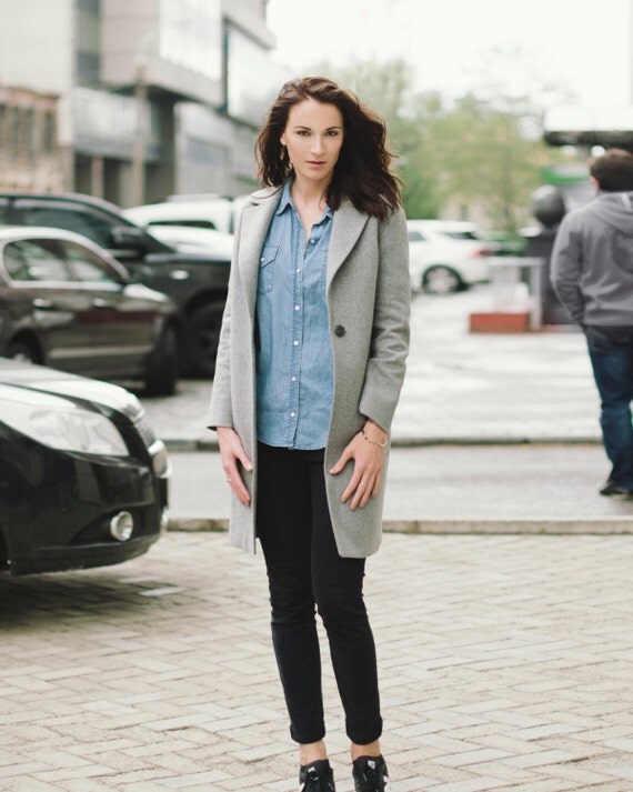 Grey spring coat Autumn wool coat