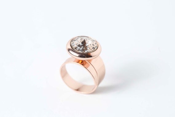 rose gold swarovski ring Swarovski Crystal Ring by TamarisDesigns