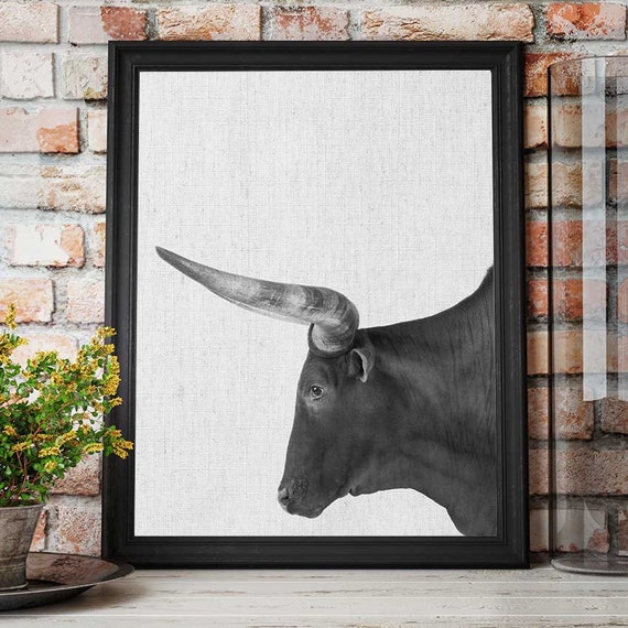Longhorn Print Printable Wall Art Longhorn Painting Black