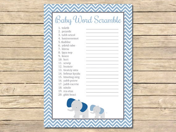 Blue Elephant Baby Word Scramble Printable Game Elephant Word