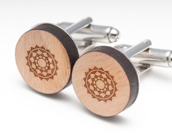 Chakra Wood Cufflinks Gift For Him, Wedding Gifts, Groomsman Gifts, and Personalized
