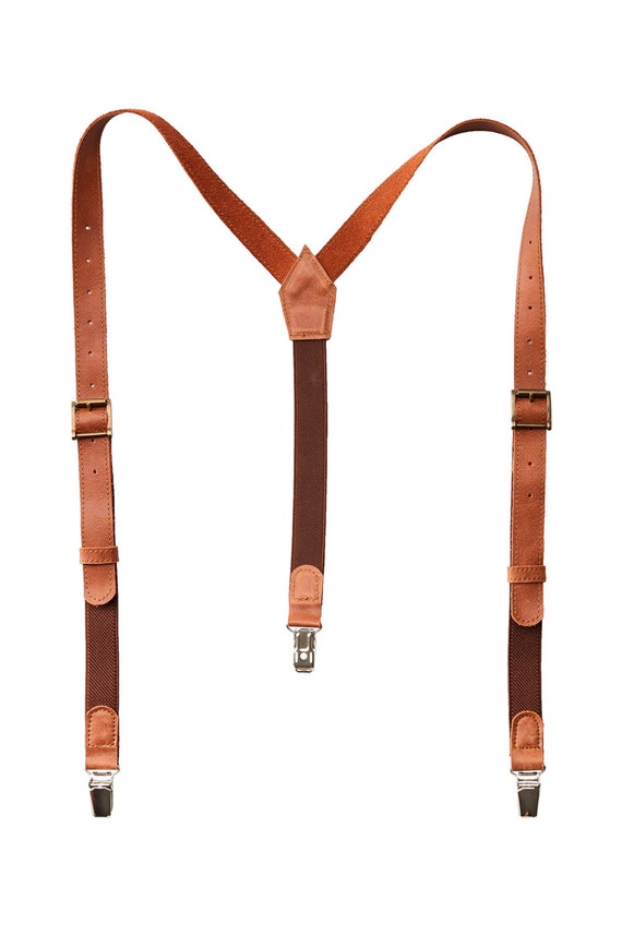 Unique brown leather suspenders christmas gifts for him