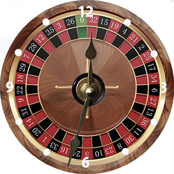 Roulette Wheel Vegas Gambling CD Clock