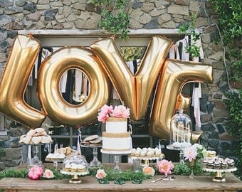 40" Gold Jumbo Love Balloons/ Silver Giant Balloons/ Huge Balloons for wedding, photoshoot, party decoration, Valentine's and more