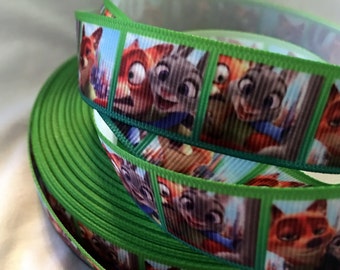 Zootopia Ribbon, Grosgrain Ribbon, Cute Ribbon, Cartoon Ribbon, Hairbows, Scrapbooking Embellishment, Zoo