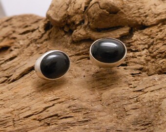 onyx ear studs - 925 Sterling Silver onyx earrings -