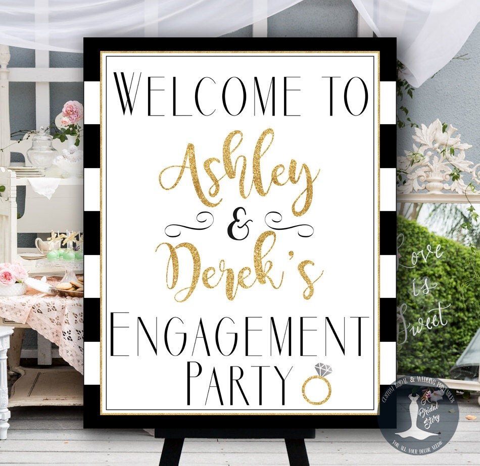 Engagement Party Sign Printable Personalized With by ABridalStory