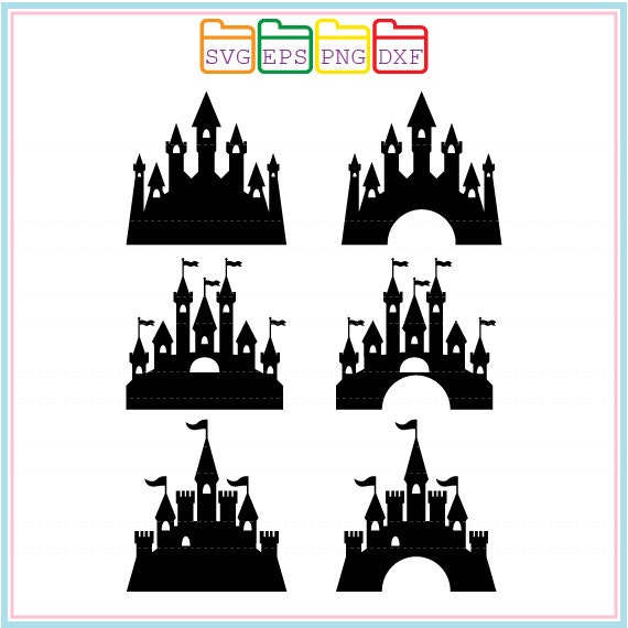 Download Princess Castle Monogram Frames Svg Dxf Png by SVGFILESDESIGNS