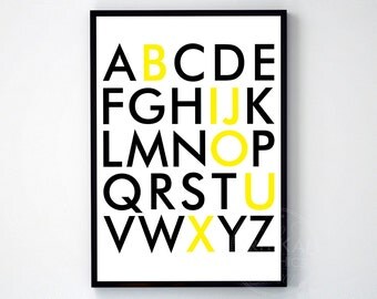 BIJOUX alphabet typography art print poster black white wall decor design modern motto swiss scandinavian minimal