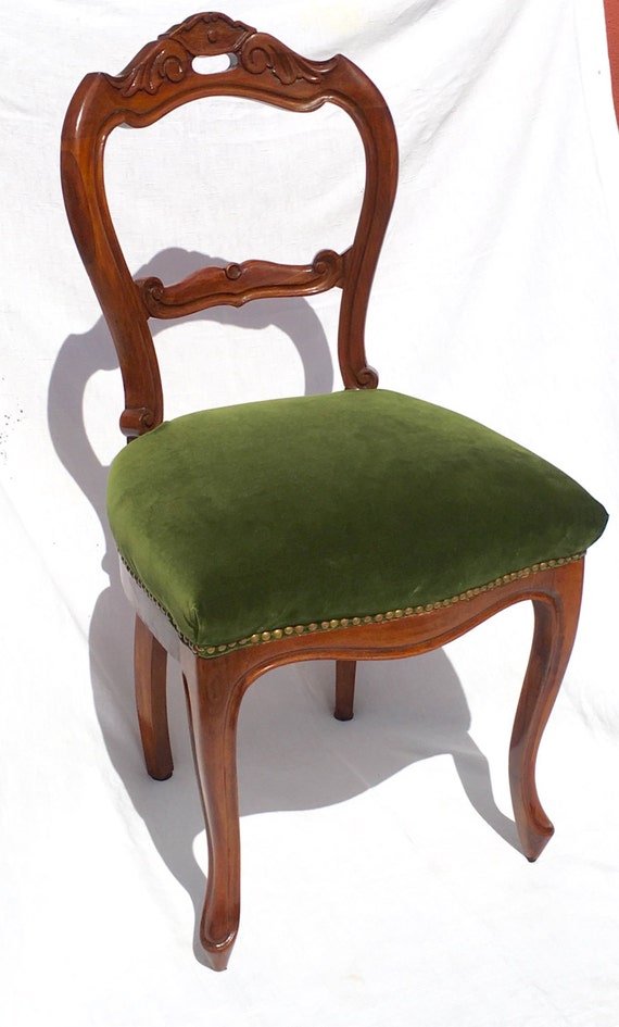 Accent chair walnut and green velvet by WhenMindSeats on Etsy