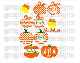 Fall Monograms SVG File For Cricut and Cameo DXF for Silhouette Studio Cutting File Monogram svg, Halloween svg, Thanksgiving Monogram