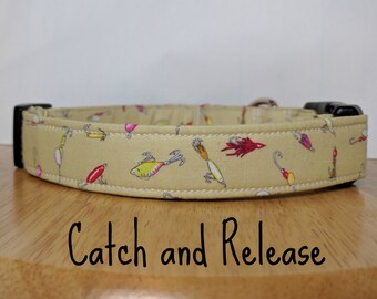 Fishing Lures Multicolor Dog Collar "Catch and Release"
