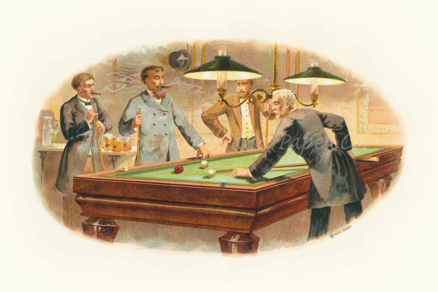 1800's Pool Hall Billiards Parlor Vintage Antique