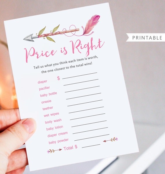 Baby Shower Game Printable - Price Is Right Baby Game - Boho Arrows Printable Game