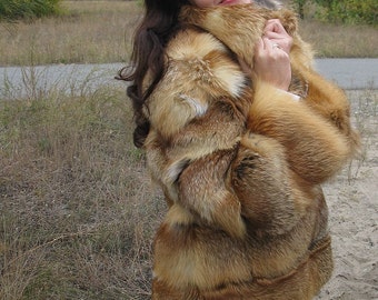 fur coat, fox fur coat.
