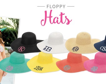 Monogrammed Floppy Hat, Monogram Beach Hat, Floppy Hat, Beach Hat, Sun Hat, Personalized Floppy Hat, Monogram Sun Hat, Wide Brim Hat