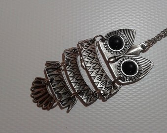 Owl necklace, Silver Owl jewelry, Animal necklace, Long owl necklace, Owl pendant necklace, Silver owl, Bird necklace