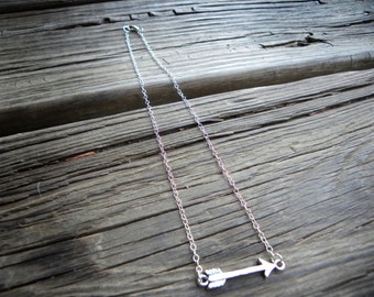 Silver Plated Arrow Charm Neckace