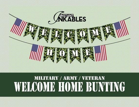 Military USA Welcome Home Bunting Banner by InstantInkables