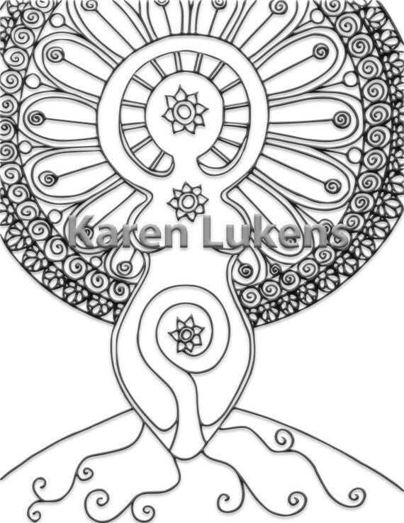 Goddess 1 Adult Coloring Book Page Printable Instant