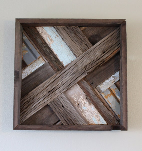 Square Wood Wall Art reclaimed handmade wood by SweetLewStudios
