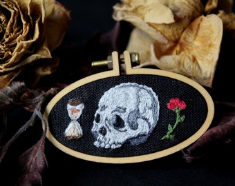 Memento mori embroidered brooch