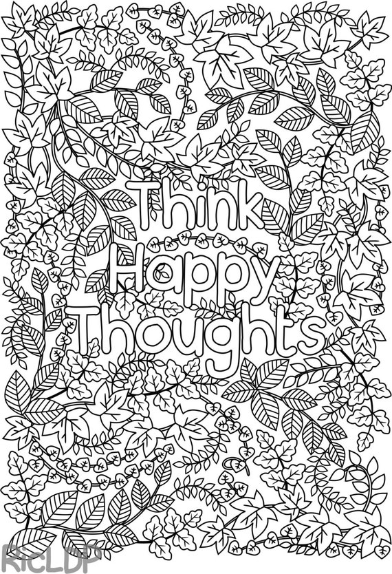  Printable  Think Happy Thoughts coloring  page  by 