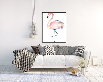 Framed Flamingo Watercolour Print