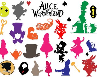 Alice in wonderland Silhouette, Alice in wonderland Svg, Digital Download for Cameo or Cricut,vector, clipart, svg files, files