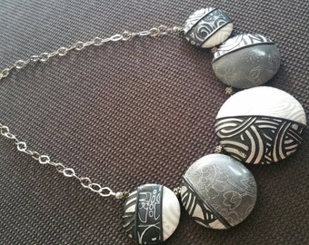 Polymer clay and 925 Silver chain necklace