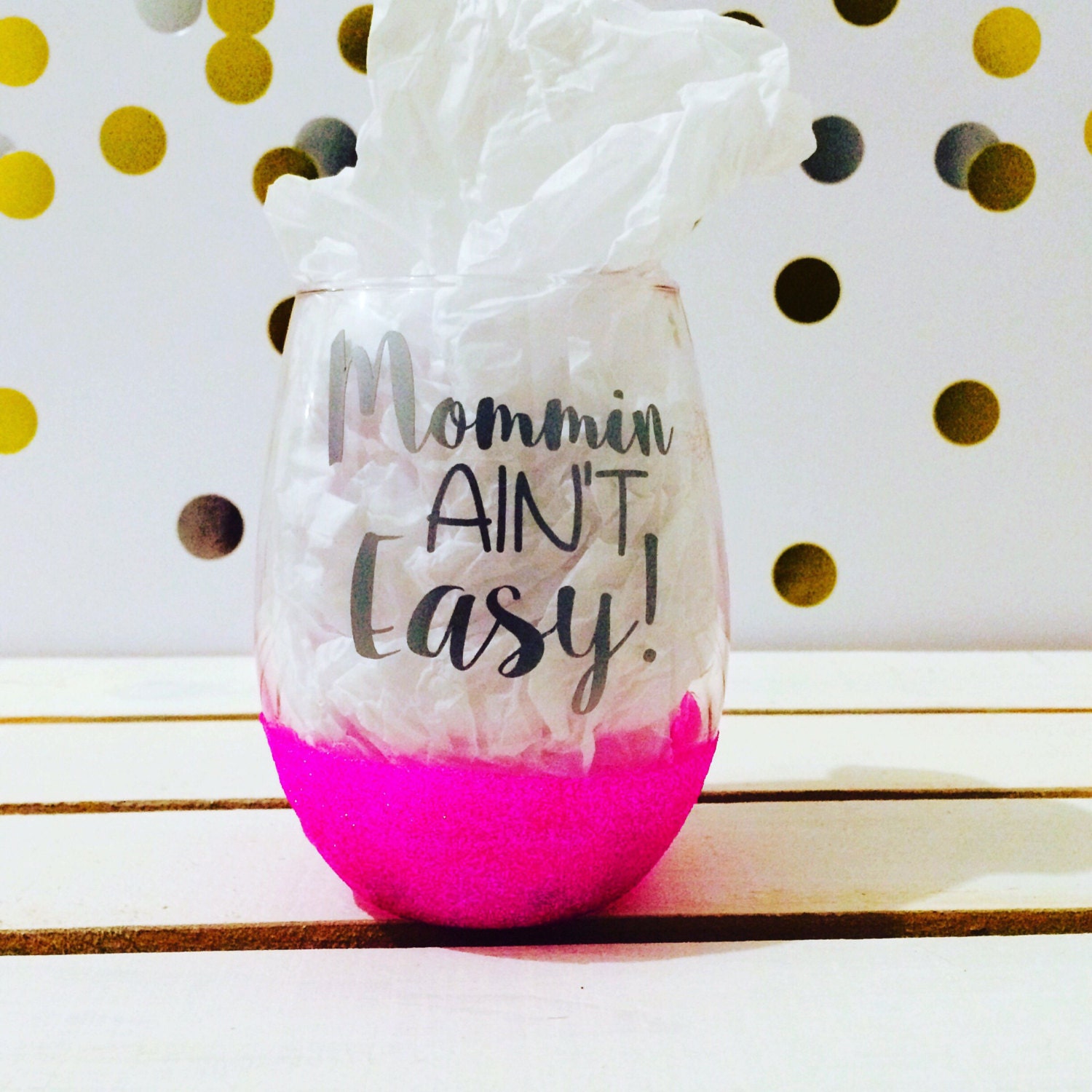 Funny Wine Glass Mommin Aint Easy Stemless By Livandfiboutique