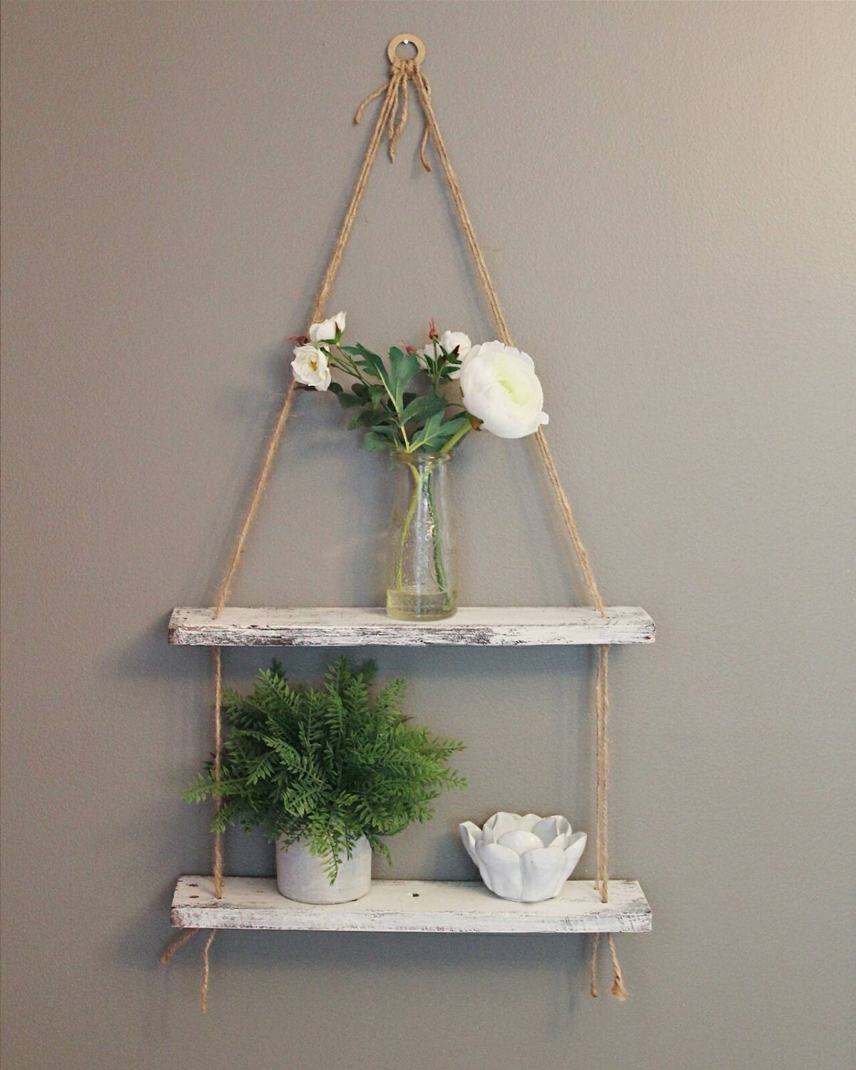 Rustic farmhouse hanging shelves // White by ForEverittsHome