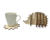 Wooden Hedgehog Coaster Set, Handmade Animal Coasters, Home Decor