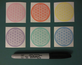 Flower Of Life Sticker Pack - Sacred Geometry, Die Cut Stickers, Vinyl Decals, Pastel Colors, Free Shipping