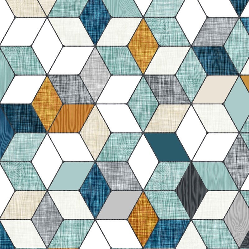 Hexagon Linen Quilting Fabric. Fabric by the Yard. Cotton Knit