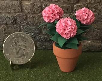Dollhouse Miniature Pink Hydrangea Artist Made