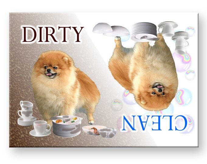 Pomeranian Clean Dirty Dishwasher Magnet