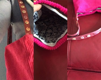 Items similar to Red Corduroy Shoulder Bag, Valentines Gift, Messenger