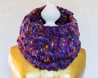 Lottie handknitted snood in 'dusk purple'