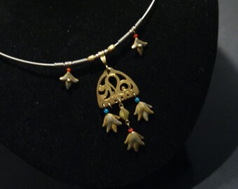 Handmade-unique-gift-Historical Silver Necklace, Coral and Turquoise Necklace, Silver Jewelry