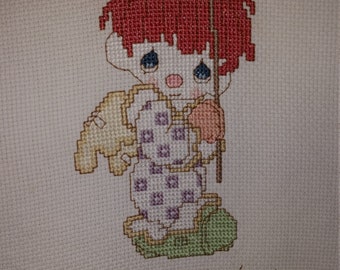 Precious Moments Clown Completed Cross Stitch