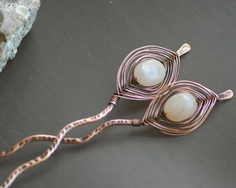 Aventurine Hair Barrette Shawl Pin Copper Wire Wrapped Swirls Hair Stick Metal Hair Clip Hair Pin Hair Accessories for Women Gift for her