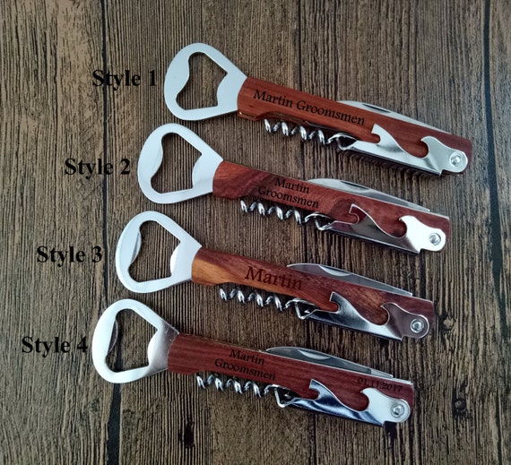 Set of 7 Custom Wine Opener Engraved Wooden Wine by Michaelidea