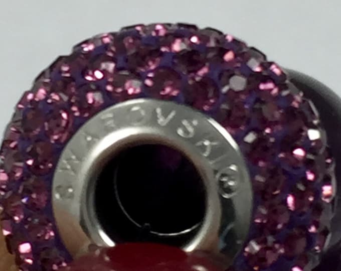 Amethyst Purple Swarovski Crystal Pave Bead Bracelet 10mm Amethyst beads. February birthstone, amethyst bracelet, amethyst gift for her.