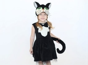 Cat costume. Girls Halloween kitten costume, dress up