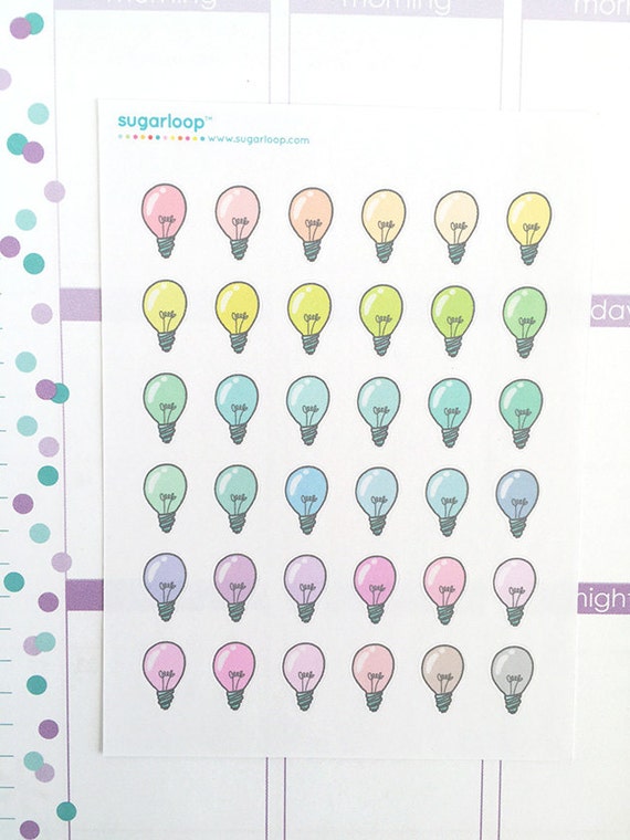 Download 36 Light bulb planner stickers idea reminder work school