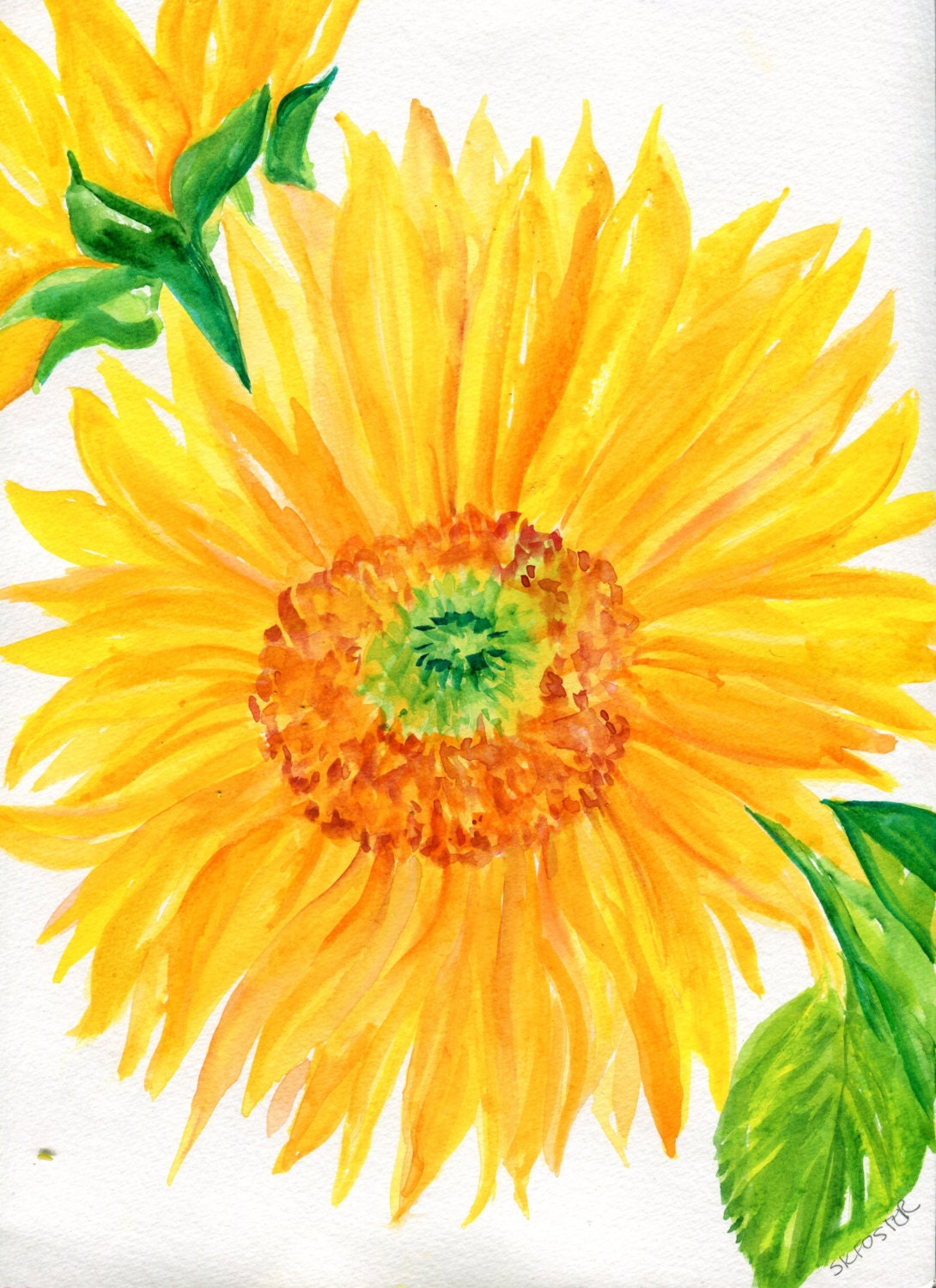 Sunflowers Watercolor Painting original by SharonFosterArt on Etsy