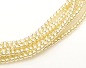 2mm Creamy Ivory Czech Round Glass Pearls Beads 50 pcs