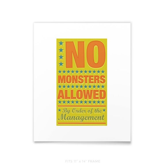 Items similar to Mom Wall Art- Children's Art- No Monsters Allowed ...