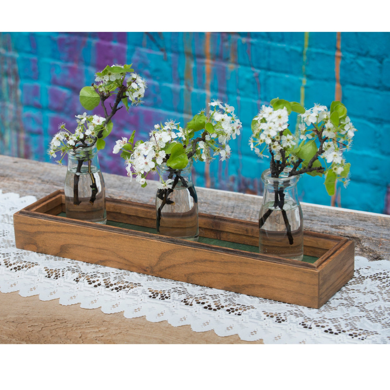Reclaimed Wood Tray Centerpiece Box Long Display Tray
